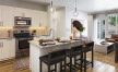 Apartment with kitchen island and patio